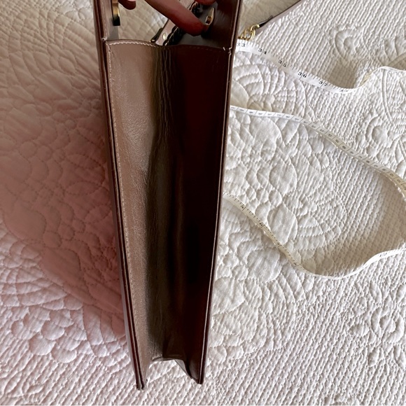 VTG Safi brown leather rectangular bag w/chain shoulder strap - Picture 3 of 10